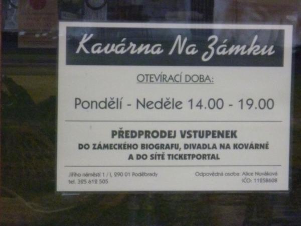 Kavárna Na Zámku - otevírací doba